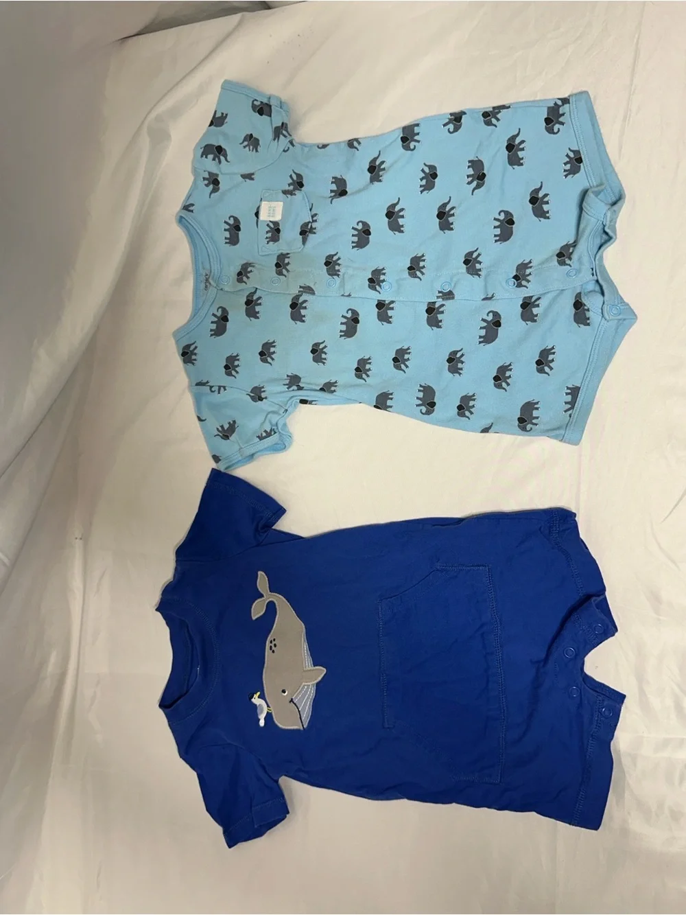Carter's Light Blue Baby Romper with Elephant Print